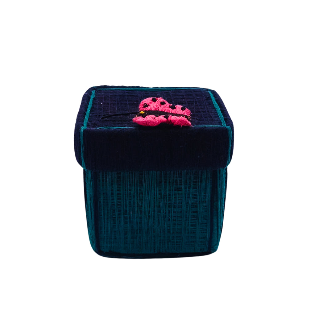 Pink Butterfly Motif Coir Box