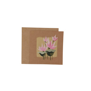 Pink Lotus Design Greeting Card With Envelope