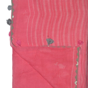 Pink With White Printed Kota Saree