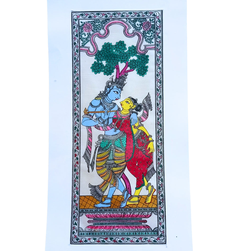 Radha Krishna Tussar Wall Hanging