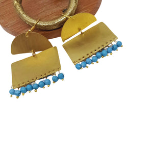 Rectangle Blue Beads Earring