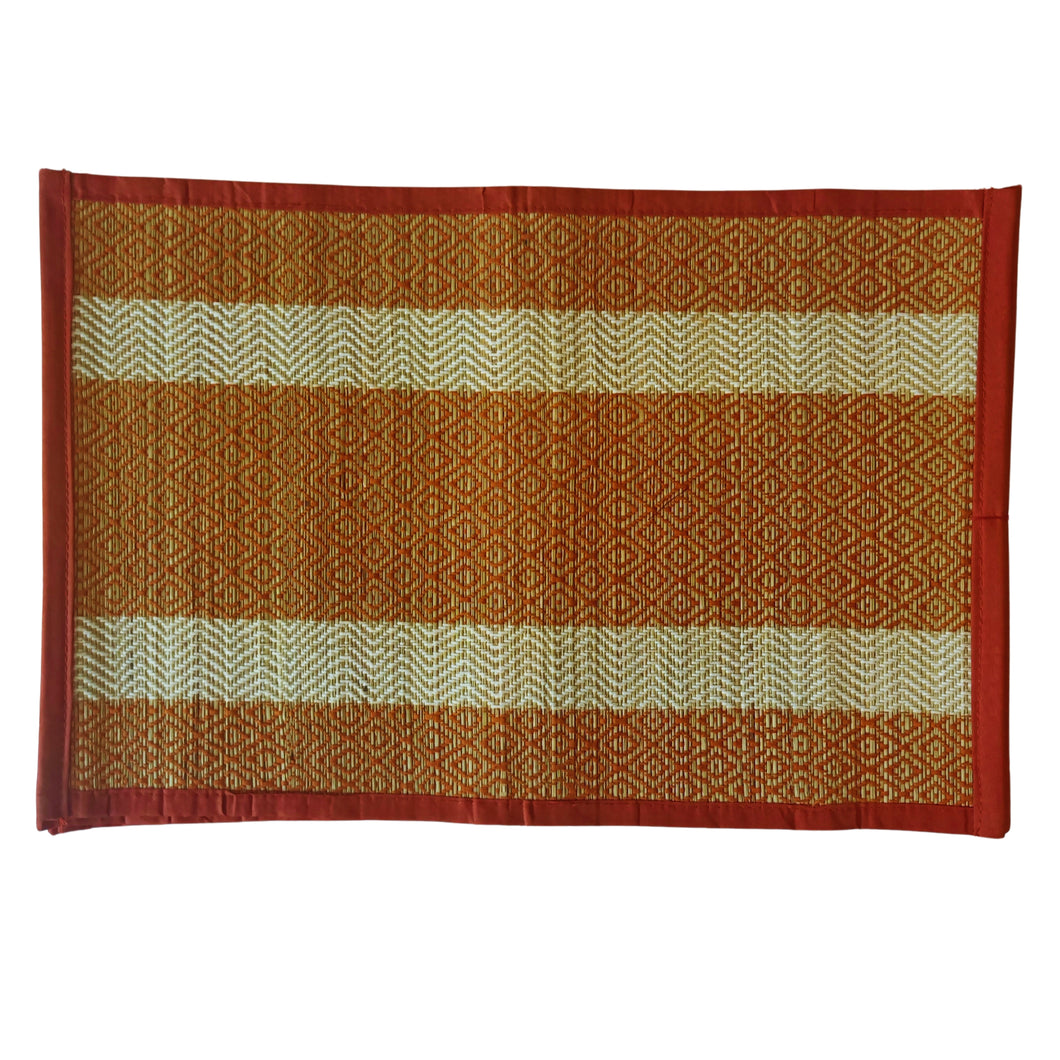 Red & Beige Table Mat-Sect Of 6Pcs