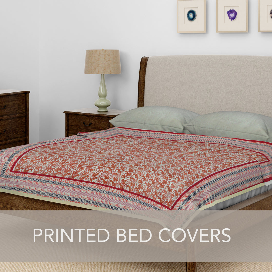 Red Border Flower Design Bedcover