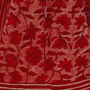 Red Colour Base Kantha Stitched Stole