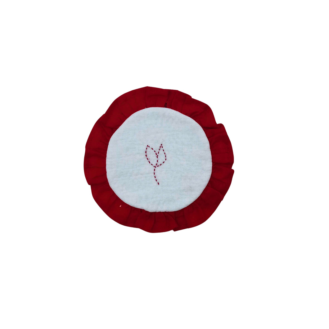 Red Frill Border Coaster