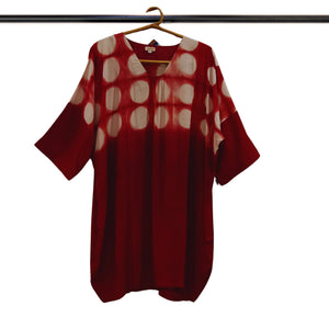 Red Clamp Shibori Balloon Dress