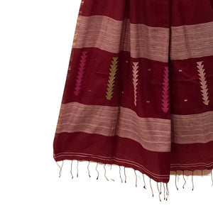 Red With Stripes Jamdani Motif Dupatta