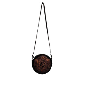 Round Leather Sling Bag