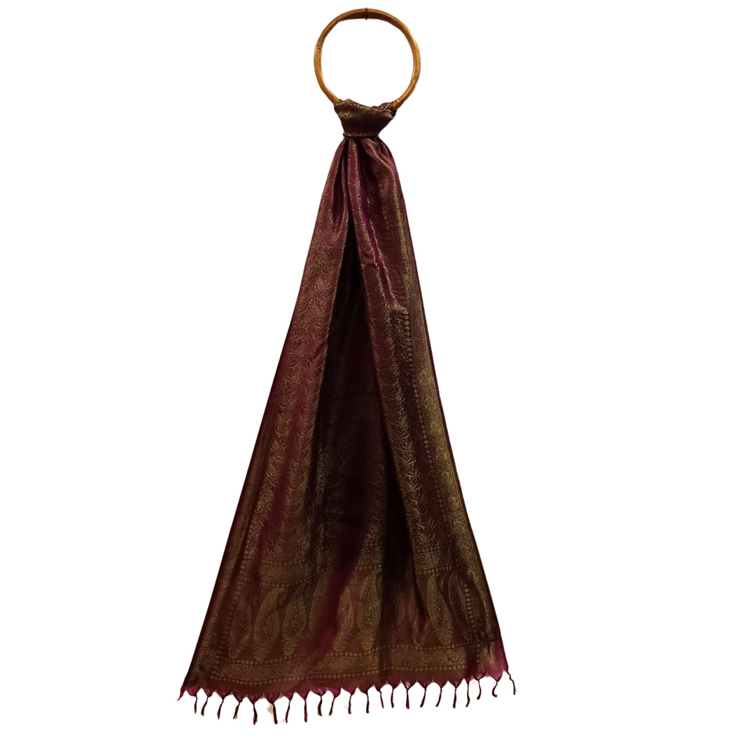 Rust & Green Coloured Benarasi Silk Stole