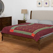 Load image into Gallery viewer, Rust Leaf Handstitched Kantha Bedcover
