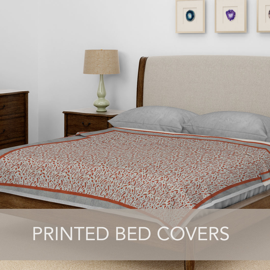 Rust Leaves Printed Bedcover