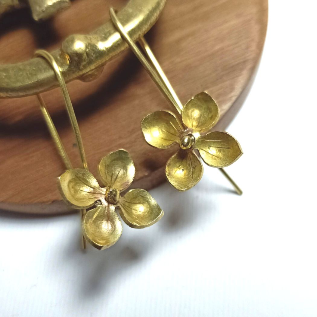 Primrose Floral Handmade Brass Earring