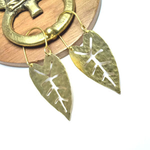 Cutwork Leaf Brass Earring