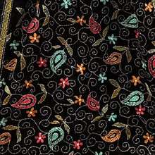 Load image into Gallery viewer, Black Colour Base With Multicolour Kantha Stitched Stole
