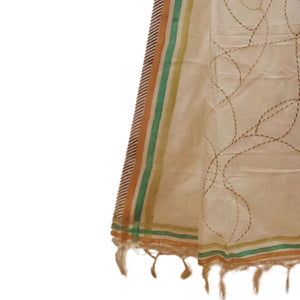 Off White Kantha Stitched Dupatta