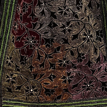 Load image into Gallery viewer, Black Colour Base With Multicolour Kantha Stitched Stole
