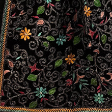 Load image into Gallery viewer, Black Colour Base With Multicolour Floral Kantha Stitched Stole
