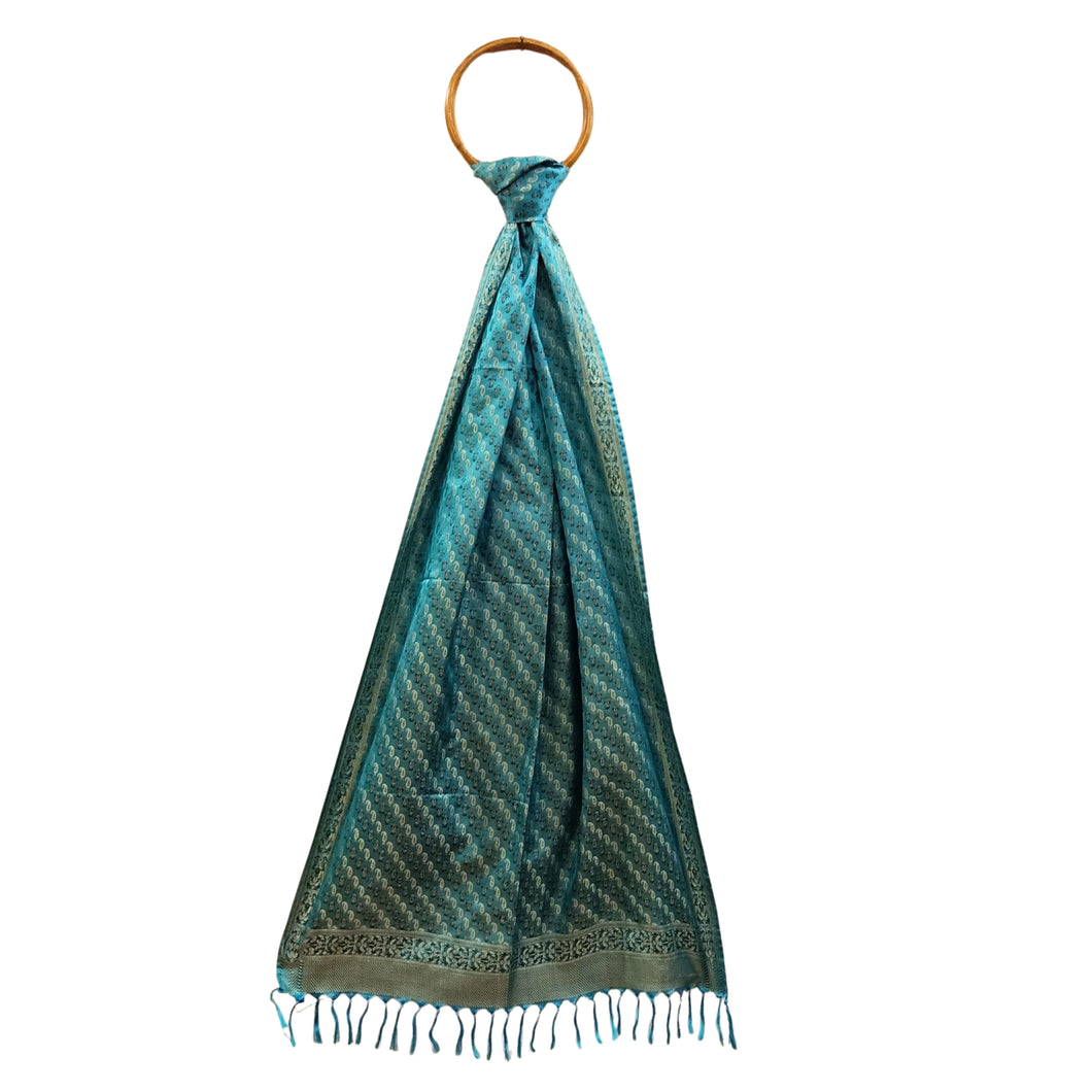 Sea Green Benarasi Silk Stole