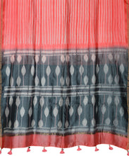 Load image into Gallery viewer, Silk Shibori Leaf Pattern &amp; Tassel Pallu Saree

