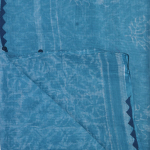 Sky Blue With White Printed Kota Saree