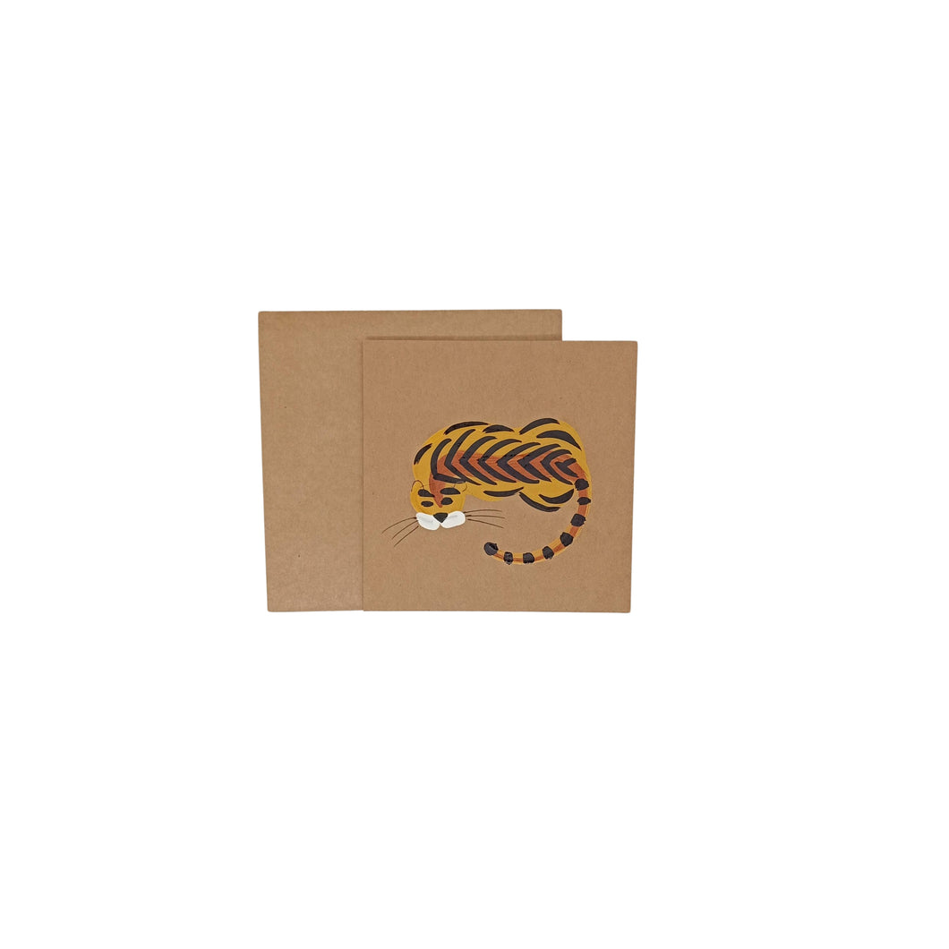 Sleeping Tiger Design Greeting Card With Envelope