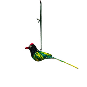 Small Black & Green Bird Hanging