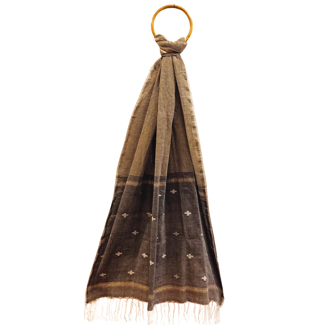 Zari Stripes Jamdani Motif Stole
