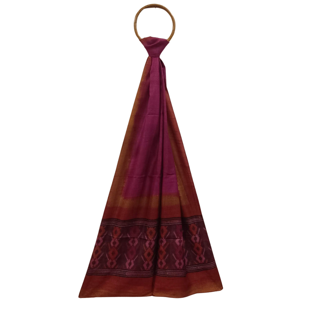 Tassar Maroon Printed Stole