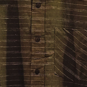 Olive Green Stripes Cotton Shirt