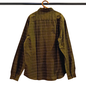 Olive Green Stripes Cotton Shirt