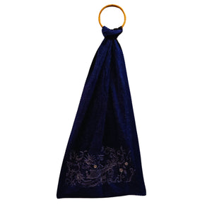 Navy Blue & Black Silk Reversible Stole