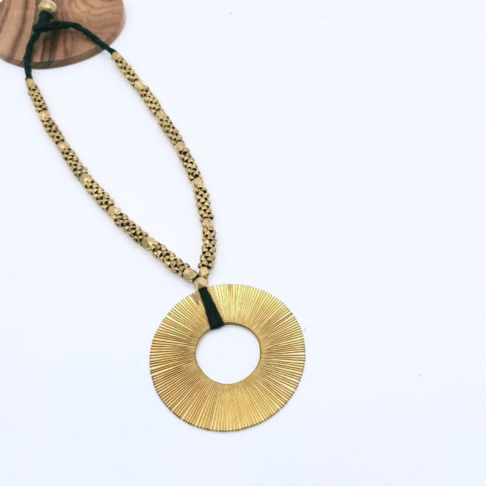 Brass Beads Round Pendent Necklace