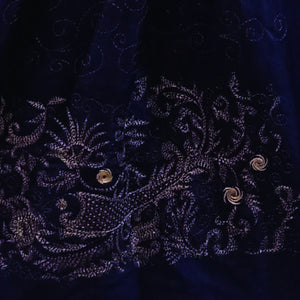 Navy Blue & Black Silk Reversible Stole