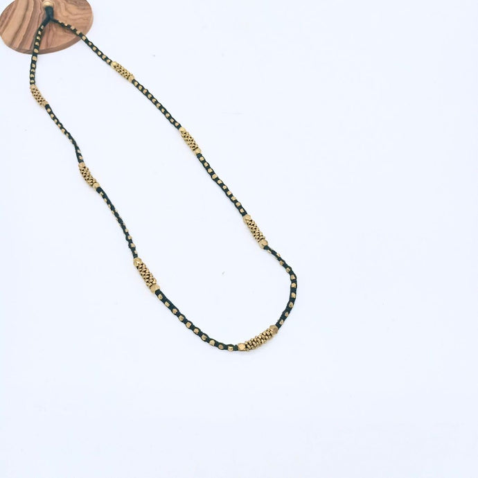 Black Tassel Brass Beads Necklace