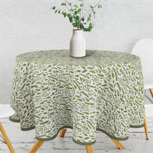 Load image into Gallery viewer, Green Leaves With Border Round Table Cloth
