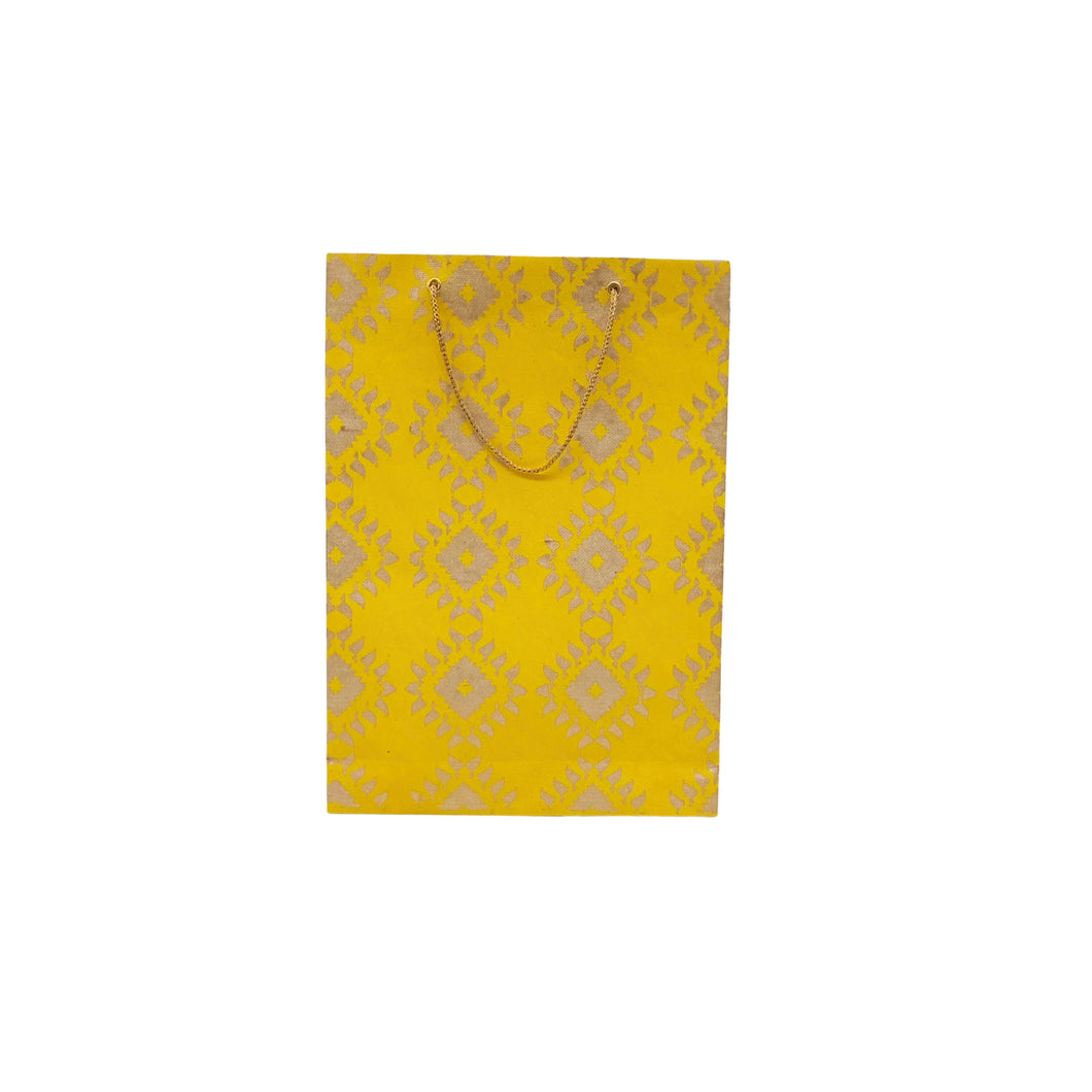 Yellow Diamond Shape Printed Gift Bag