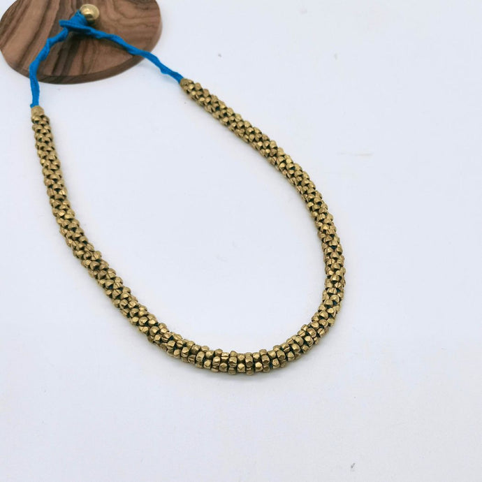 Blue Tassel Brass Beads Necklace