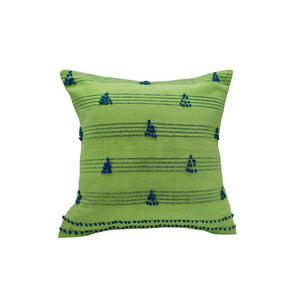 Green Stripe With Blue Motif Cushion Cover