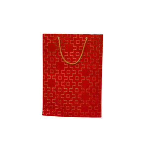 Red Geometric Printed Gift Bag-Medium