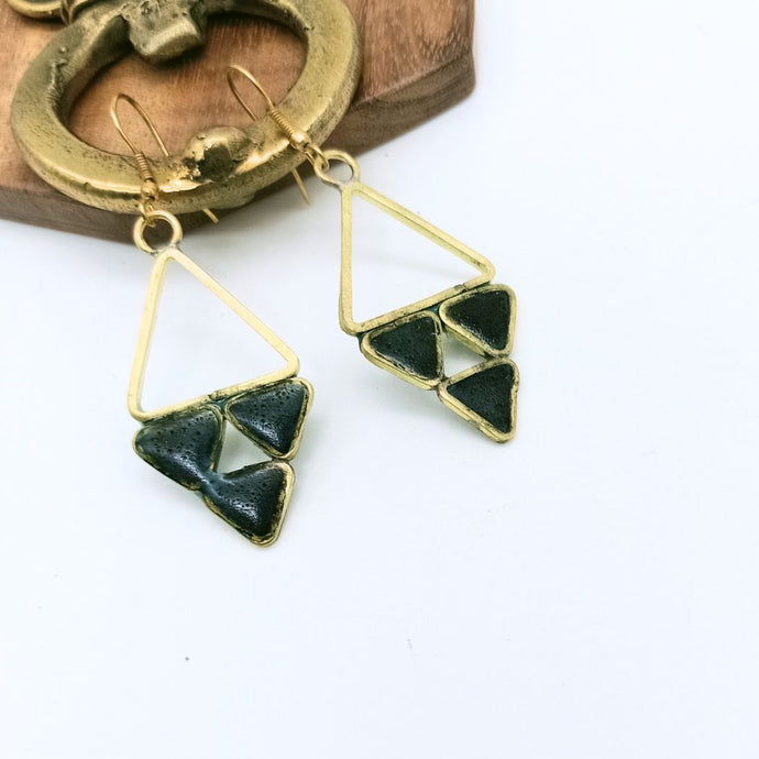 Triangle Brass & Resin Earring