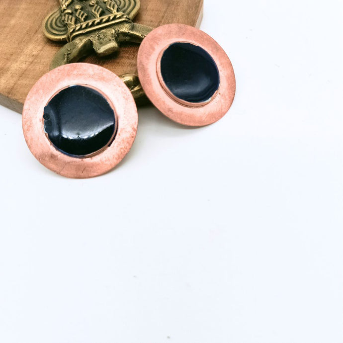 Round Copper & Resin Earring