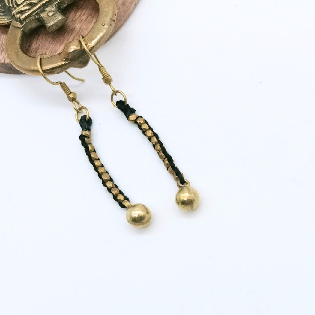 Long Dhokra Beads & Balls Earring