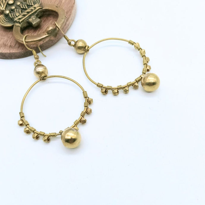 Dhokra Ring With Balls Earring