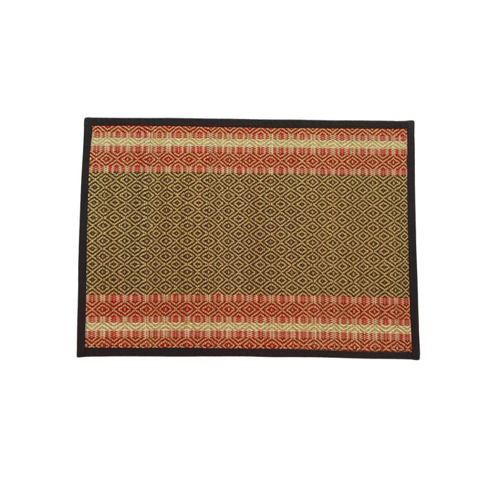 Red Border Table Mat With Runner-Set Of 6