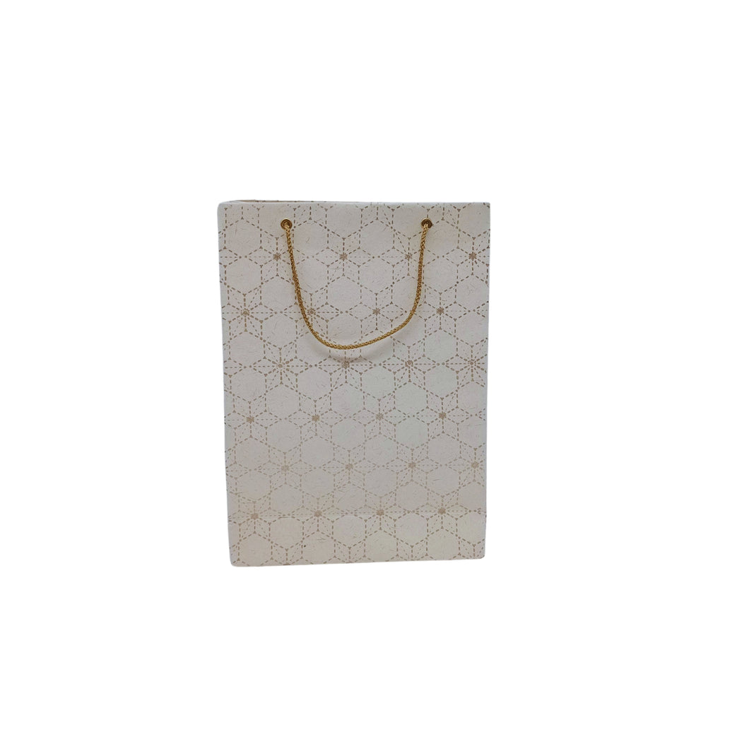 White Geometric Printed Gift Bag