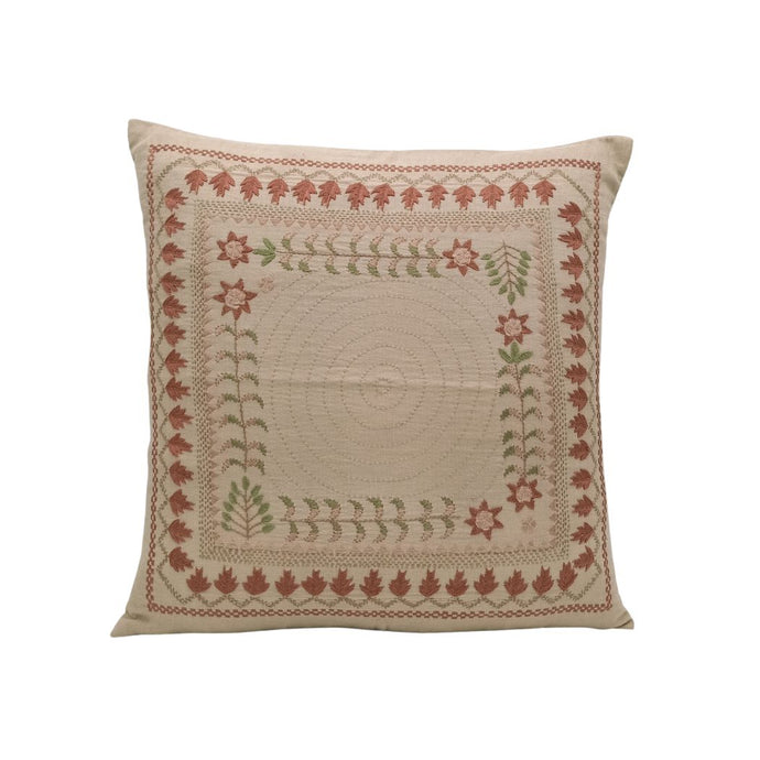 Round Pattern Floral Design Cushion Cover