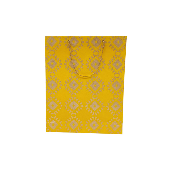 Yellow Diamond Shape Printed Gift Bag-Big