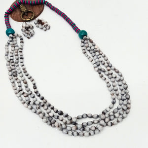 Grey Seeds Necklace & Earring-Set