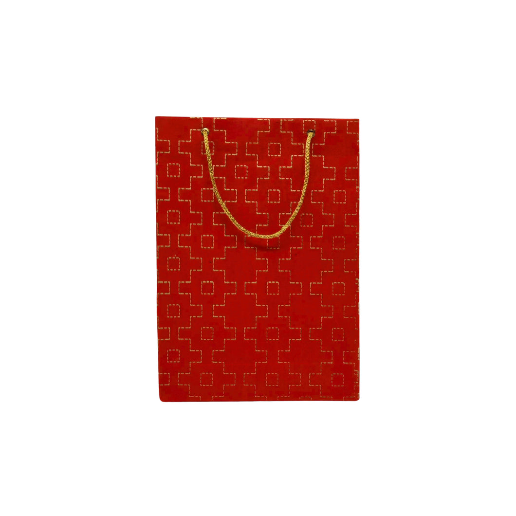 Red Geometric Printed Gift Bag