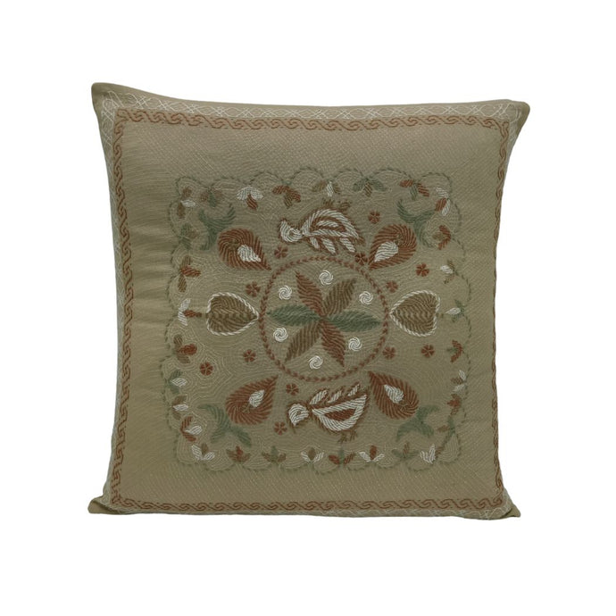 Bird & Flower Design Cushion Cover